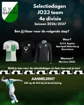 G.V.V. Raptim lanceert gloednieuw JO23-team voor seizoen 2026/2027! - Gorinchemse Voetbalvereniging Raptim